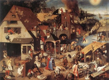  pie Pintura al %C3%B3leo - Proverbios género campesino Pieter Brueghel el Joven